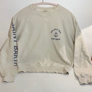 Brandy Melville Cream Cotton Blend Crewneck Sweatshirt.